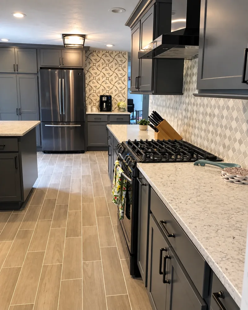 Charcoal kitchen with gas range