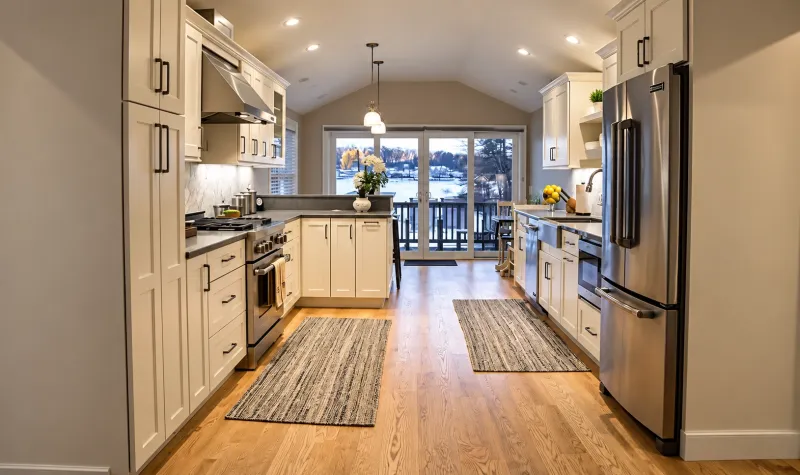 Cream kitchen with stainless appliances