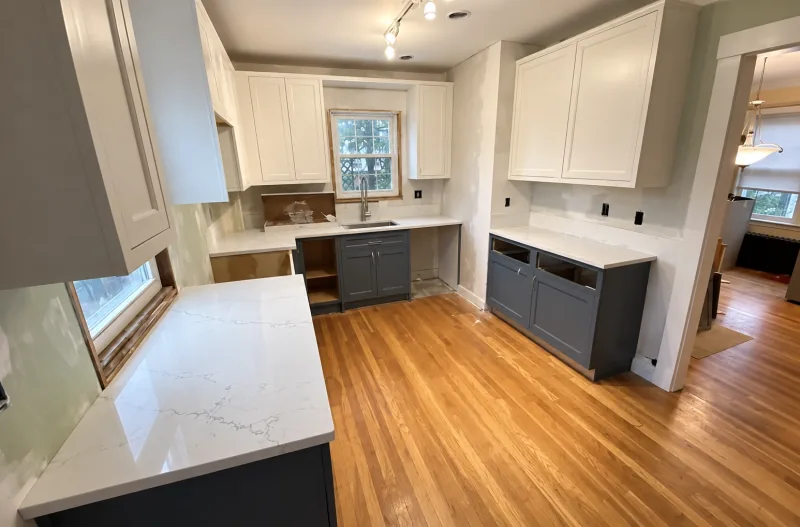 Cabinets installed, ready for countertops
