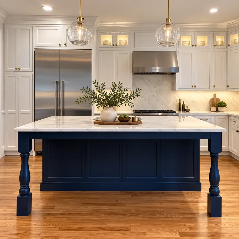 Navy island with turned legs