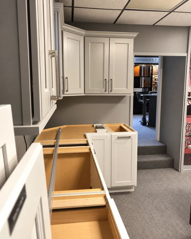 Cabinet display being built in our showroom