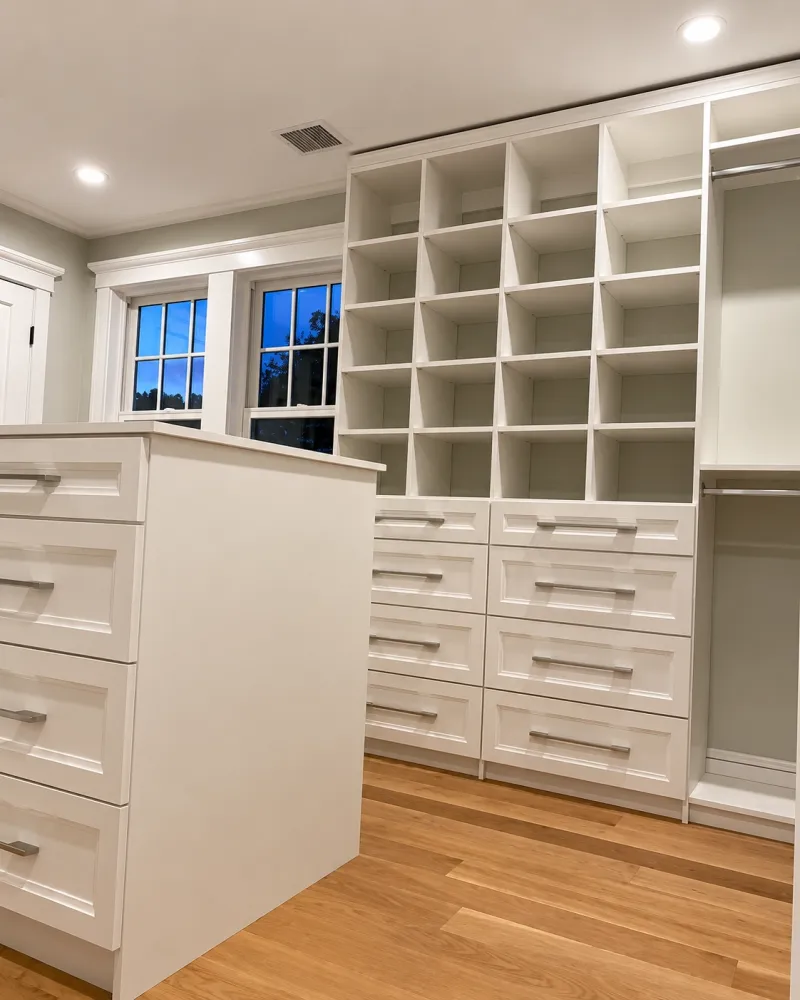 Walk-in closet with built-in drawers