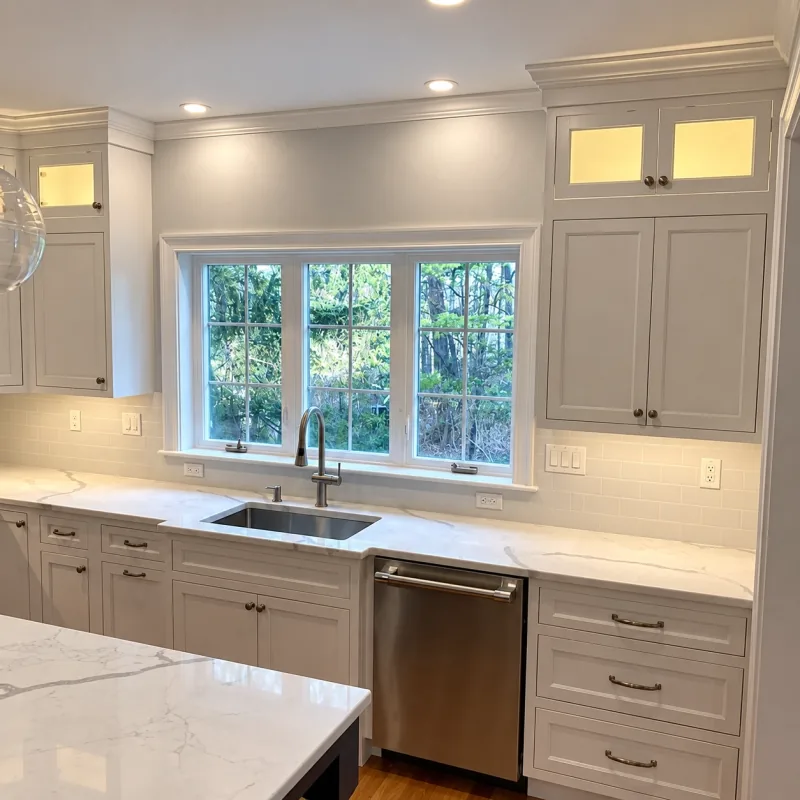 Sink run under a triple window