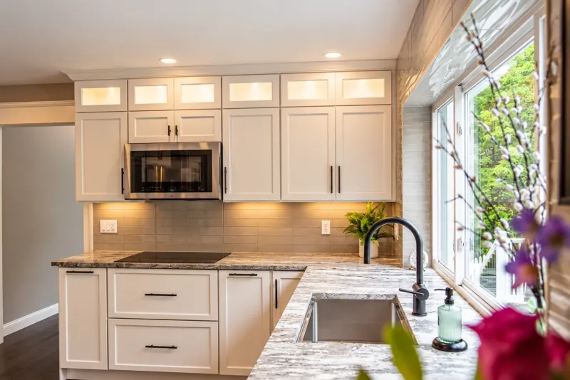 White kitchen with garden window