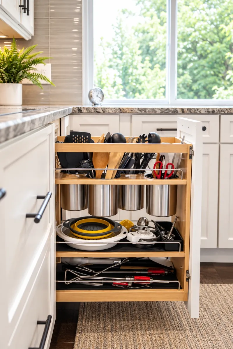 Pull-out spice and oil rack