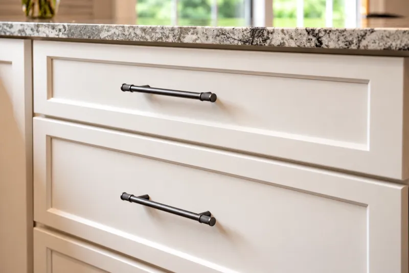 Shaker drawer fronts with bar pulls